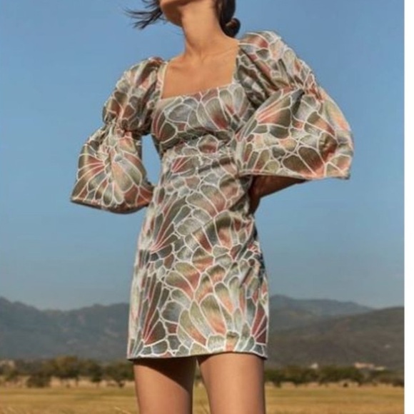 Azulu Dresses & Skirts - Azulu Puff Wide-Sleeve Mini Dress in Multicolor